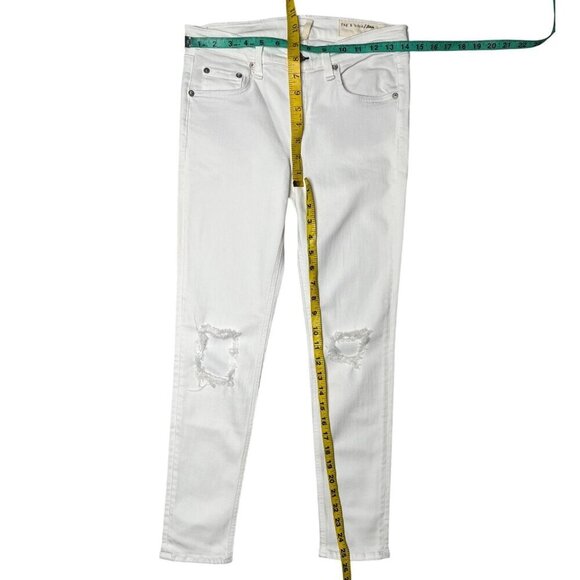 NWT Rag & Bone White Distressed Skinny Capri Jeans With Holes Size 28 - Picture 10 of 12